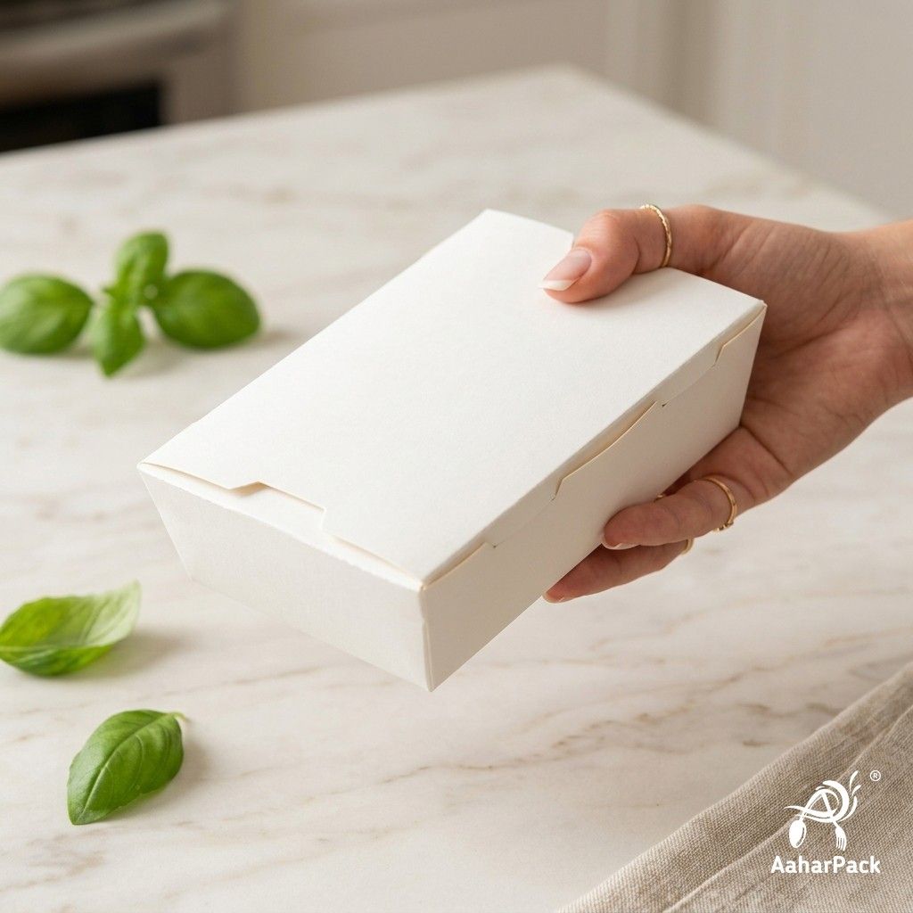 500 ML White Paper Food Box (Pack of 150) - Leak-Proof Disposable Food Containers for Takeaway