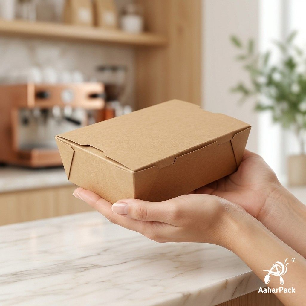 750 ML Kraft Brown Paper Food Boxes (Pack of 100 Pcs) - Eco-Friendly Takeaway Containers | Leak-Proof Meal Packaging