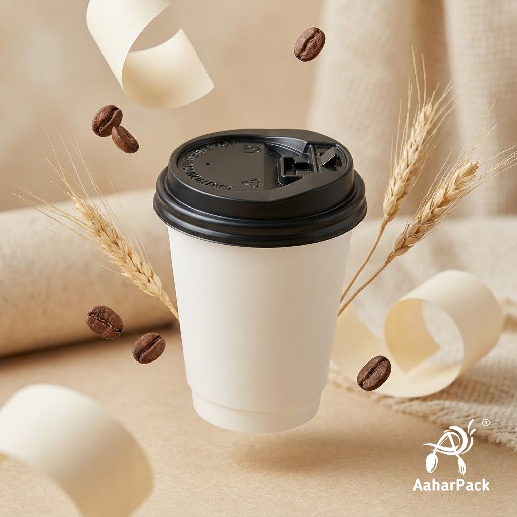 120 ML (4 oz) White Double Wall Paper Cups with Lockable Black Lids (Pack of 300) - Spill-Proof Insulated Espresso & Tasting Cups