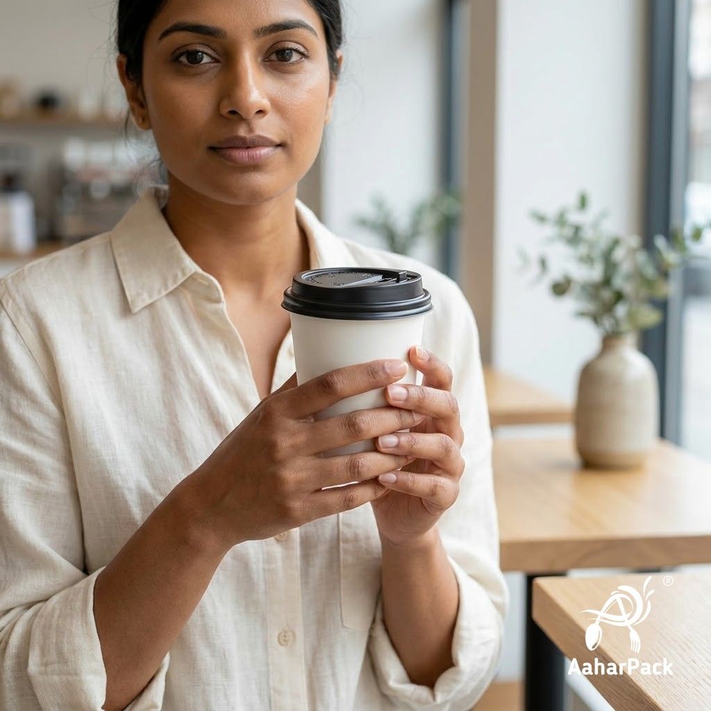 120 ML (4 oz) White Double Wall Paper Cups with Lockable Black Lids (Pack of 300) - Spill-Proof Insulated Espresso & Tasting Cups