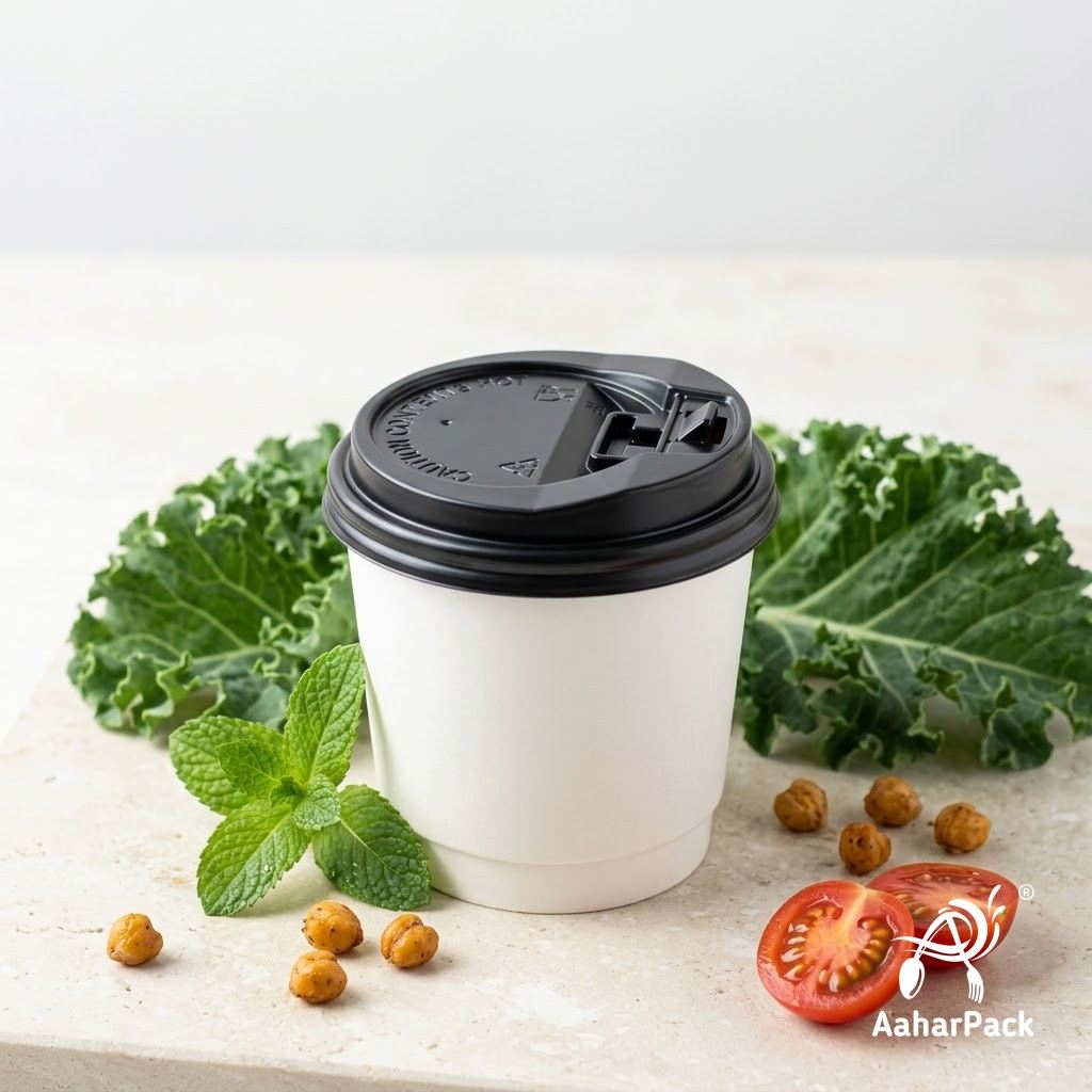120 ML (4 oz) White Double Wall Paper Cups with Lockable Black Lids (Pack of 300) - Spill-Proof Insulated Espresso & Tasting Cups