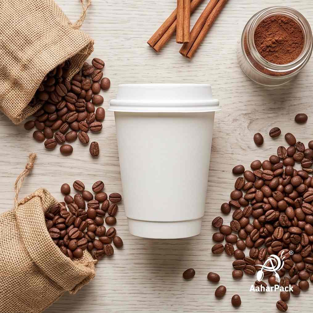 210 ML (7 oz) White Double Wall Paper Cups with Bagasse Sipper Lids (Pack of 175) - 100% Plastic-Free Insulated Takeaway Cups