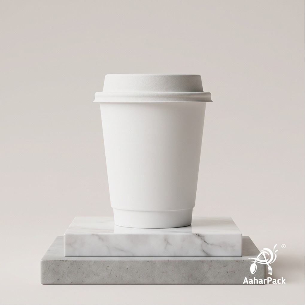 210 ML (7 oz) White Double Wall Paper Cups with Bagasse Sipper Lids (Pack of 175) - 100% Plastic-Free Insulated Takeaway Cups