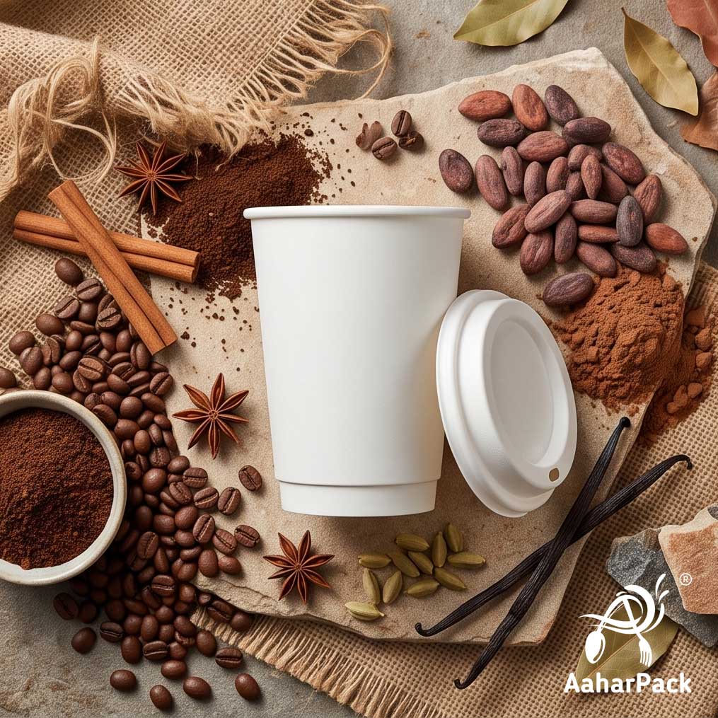250 ML (8 oz) White Double Wall Paper Cups with Bagasse Sipper Lids (Pack of 150) - 100% Plastic-Free Insulated Takeaway Cups