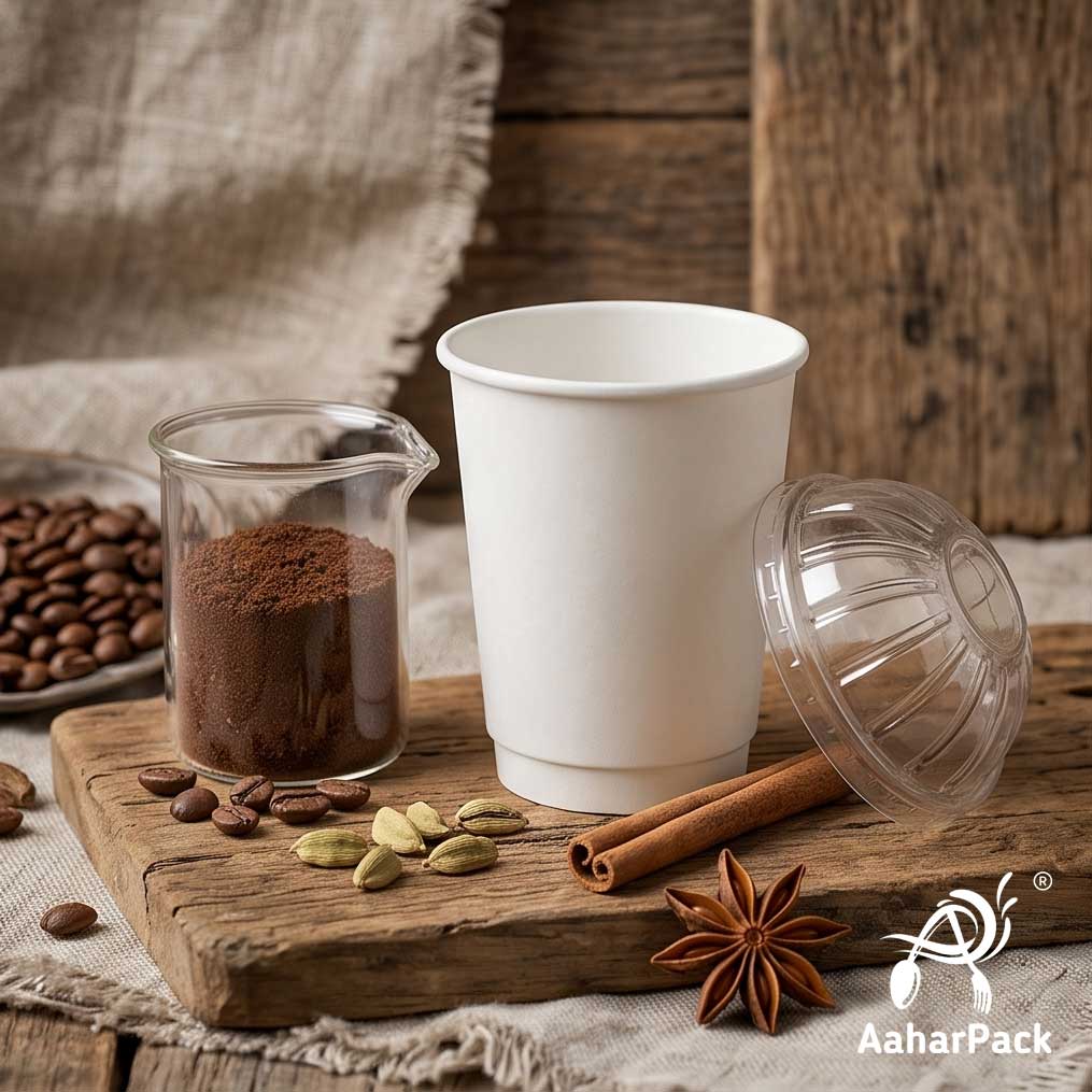 250 ML (8 oz) White Double Wall Paper Cups With Dome Lids (Pack of 150) - Insulated Takeaway Coffee Cups