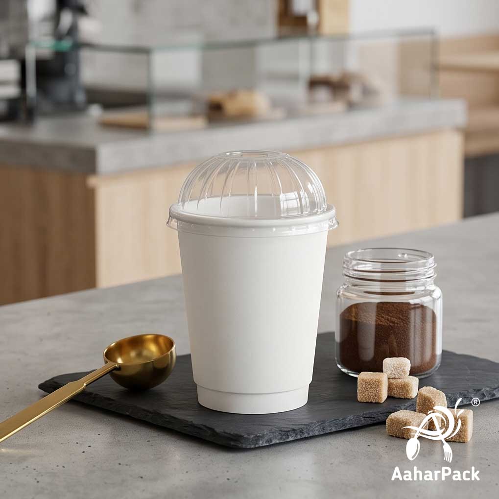 250 ML (8 oz) White Double Wall Paper Cups With Dome Lids (Pack of 150) - Insulated Takeaway Coffee Cups