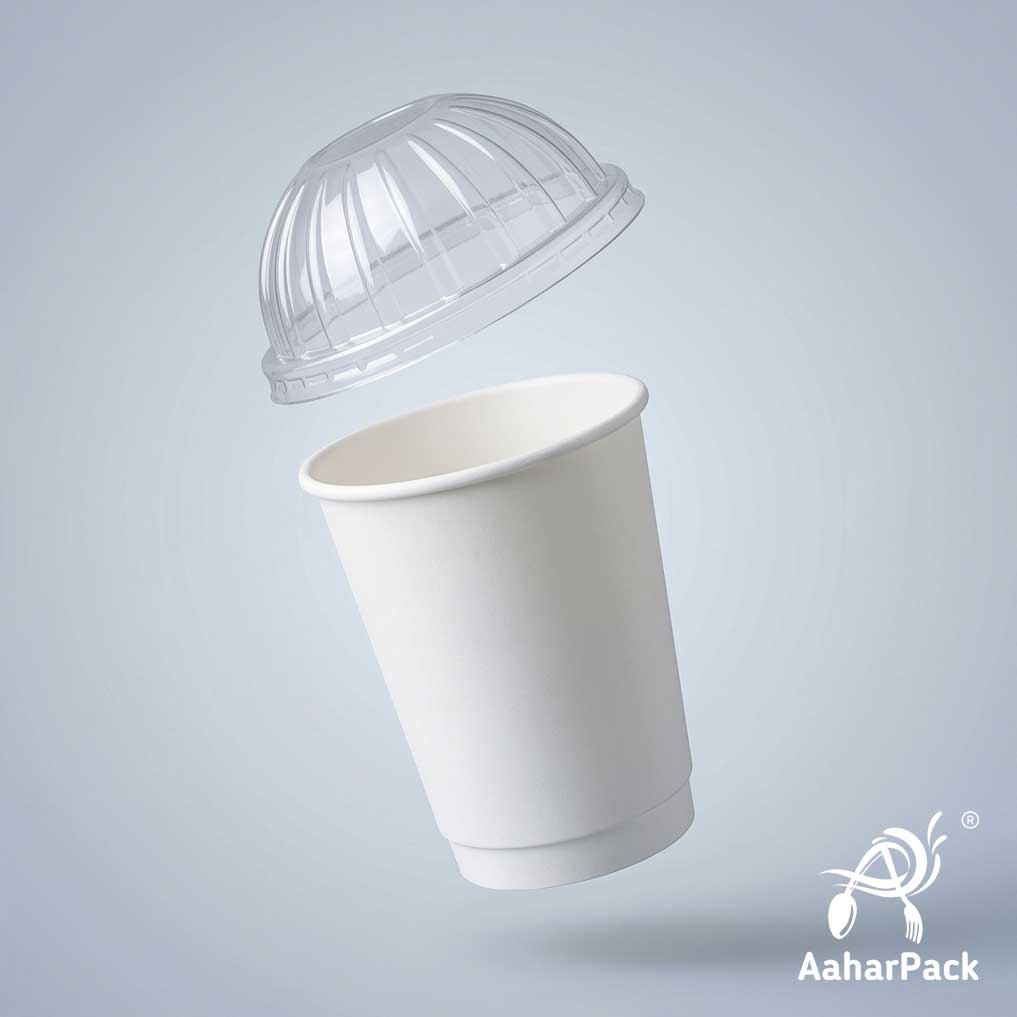 250 ML (8 oz) White Double Wall Paper Cups With Dome Lids (Pack of 150) - Insulated Takeaway Coffee Cups