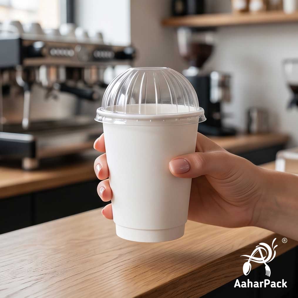 250 ML (8 oz) White Double Wall Paper Cups With Dome Lids (Pack of 150) - Insulated Takeaway Coffee Cups