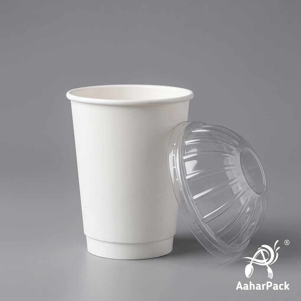 250 ML (8 oz) White Double Wall Paper Cups With Dome Lids (Pack of 150) - Insulated Takeaway Coffee Cups