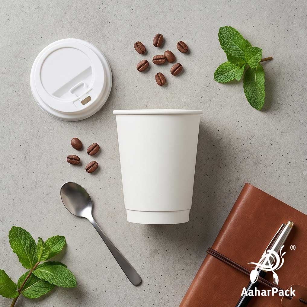 250 ML (8 oz) White Double Wall Paper Cups with Lockable White Sipper Lids (Pack of 150) - Spill-Proof Insulated Takeaway Cups