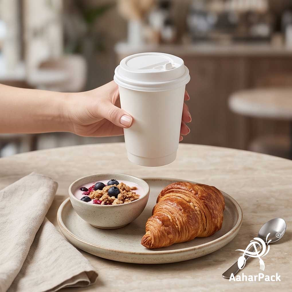 250 ML (8 oz) White Double Wall Paper Cups with Lockable White Sipper Lids (Pack of 150) - Spill-Proof Insulated Takeaway Cups