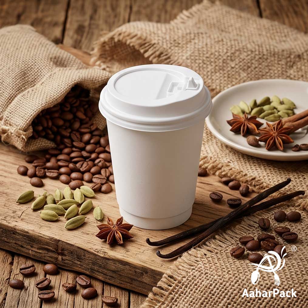 250 ML (8 oz) White Double Wall Paper Cups with Lockable White Sipper Lids (Pack of 150) - Spill-Proof Insulated Takeaway Cups