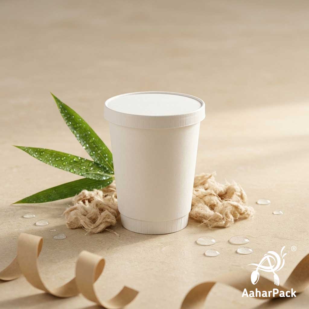 250 ML (8 oz) White Double Wall Paper Cups With Flat Paper Lids (Pack of 150) - 100% Plastic-Free Insulated Takeaway Coffee Cups