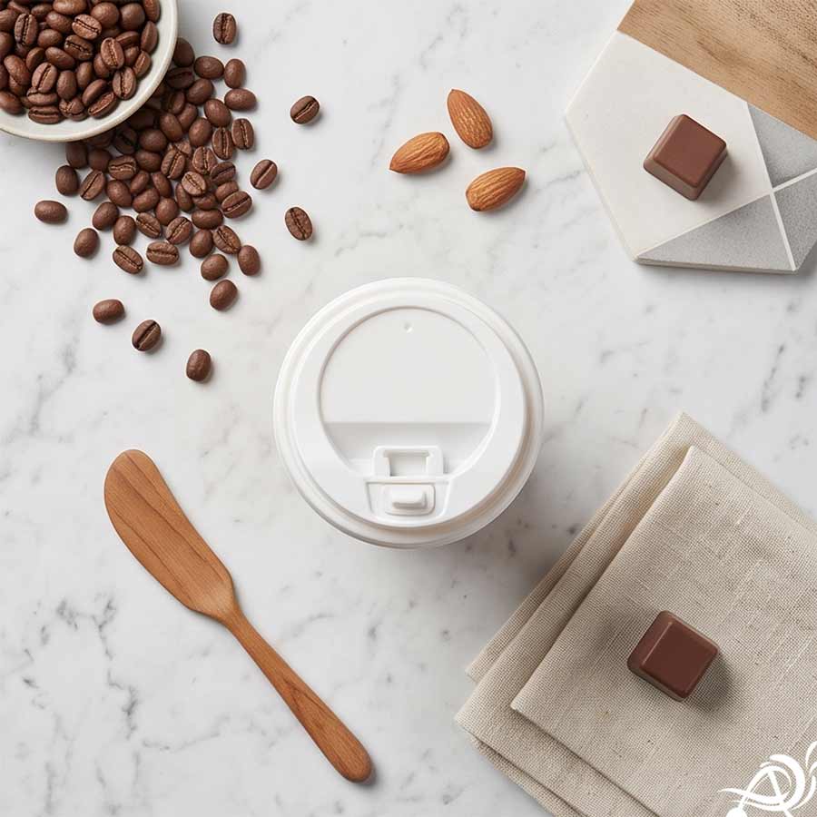 250 ML (8 oz) Kraft Ripple Wall Paper Cups with Lockable White Sipper Lids (Pack of 150) - Spill-Proof Insulated Takeaway Cups