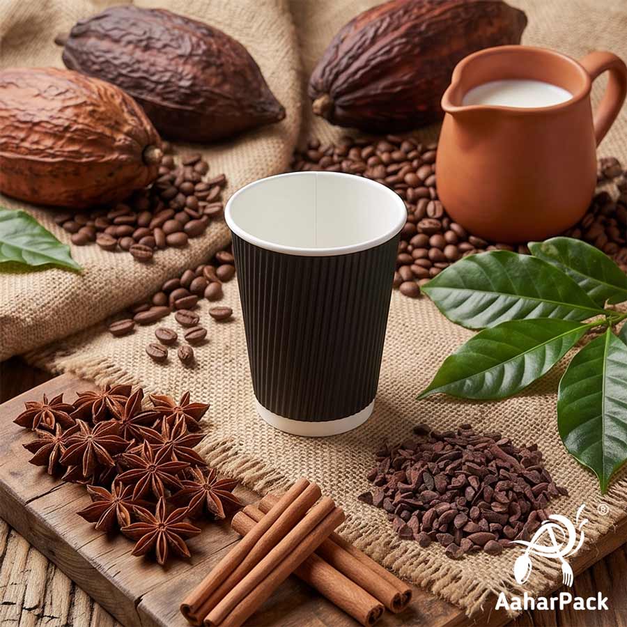 250 ML (8 oz) Black Ripple Wall Paper Cups with Lockable White Sipper Lids (Pack of 150) - Spill-Proof Insulated Takeaway Cups