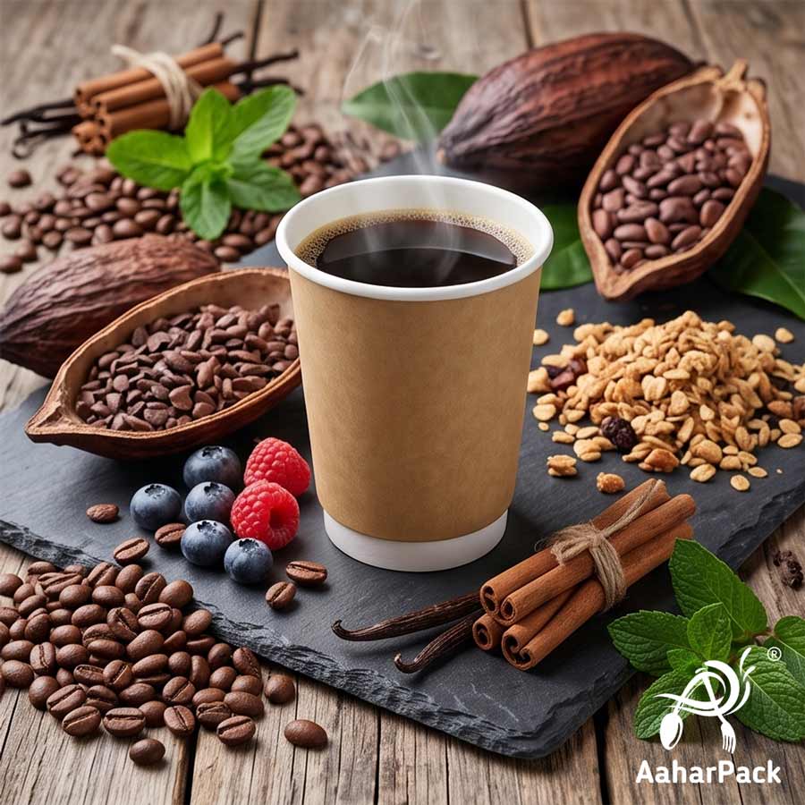 300 ML (10 oz) Kraft Double Wall Paper Cups With Dome Lids (Pack of 100) - Premium Insulated Eco-Friendly Coffee Cups