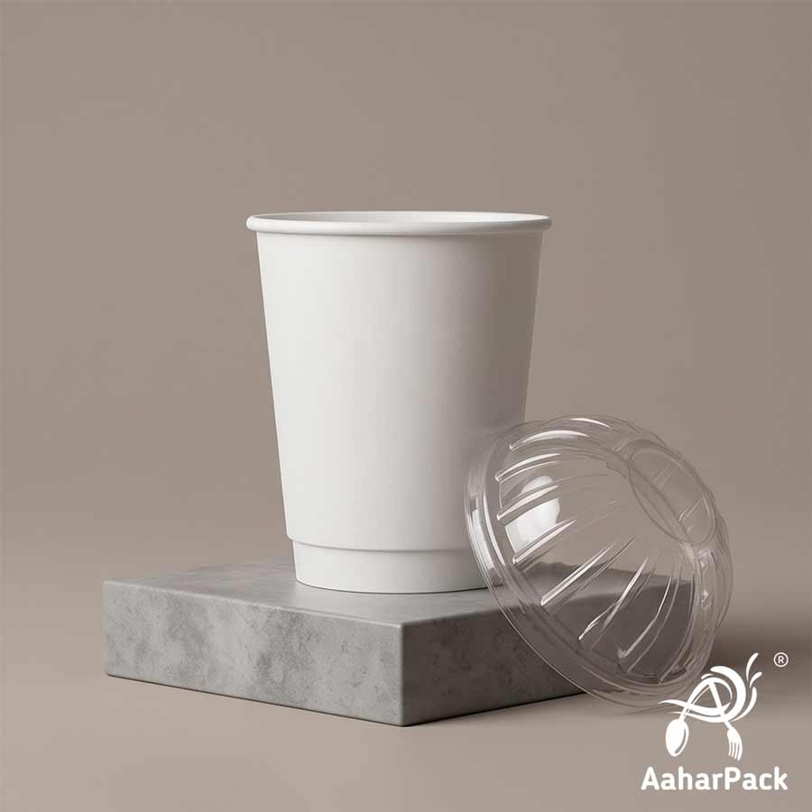 300 ML (10 oz) White Double Wall Paper Cups With Dome Lids (Pack of 100) - Premium Insulated Takeaway Coffee Cups