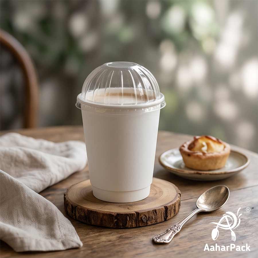 300 ML (10 oz) White Double Wall Paper Cups With Dome Lids (Pack of 100) - Premium Insulated Takeaway Coffee Cups