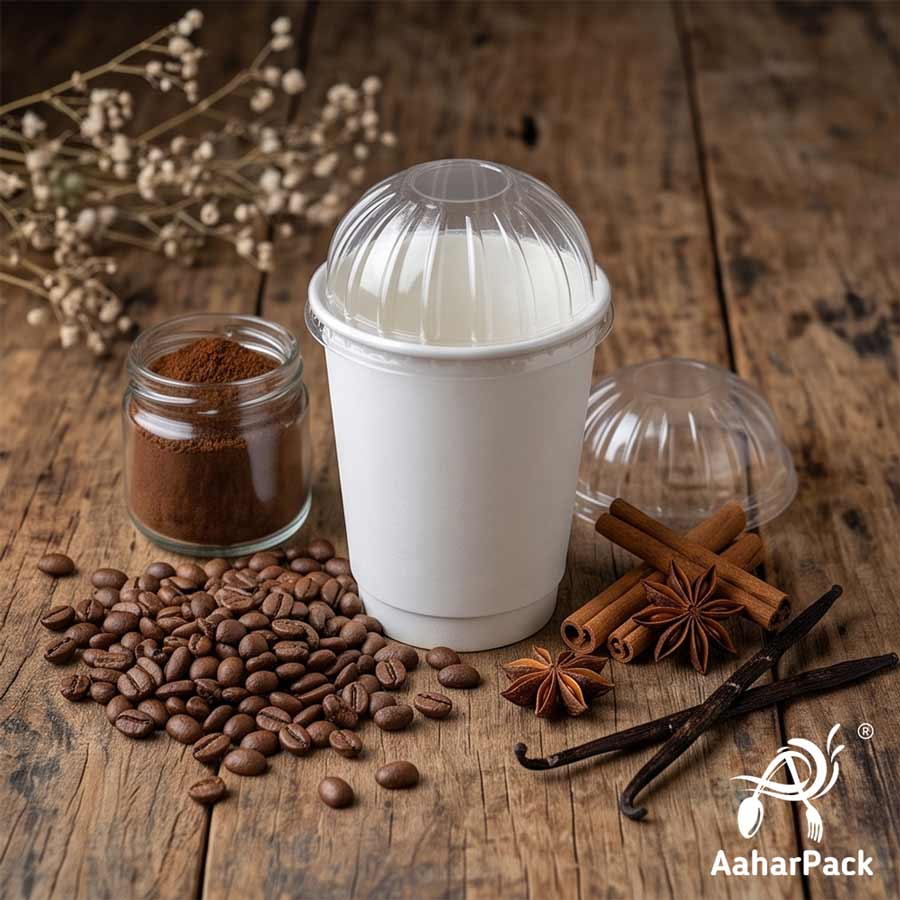 300 ML (10 oz) White Double Wall Paper Cups With Dome Lids (Pack of 100) - Premium Insulated Takeaway Coffee Cups