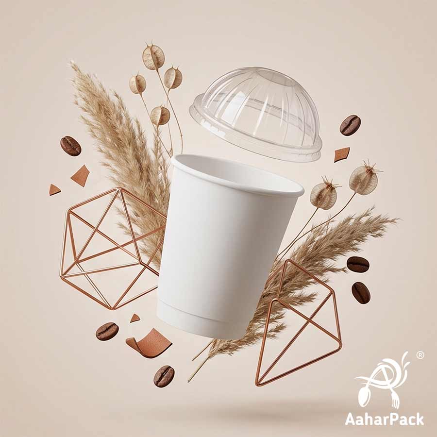 300 ML (10 oz) White Double Wall Paper Cups With Dome Lids (Pack of 100) - Premium Insulated Takeaway Coffee Cups