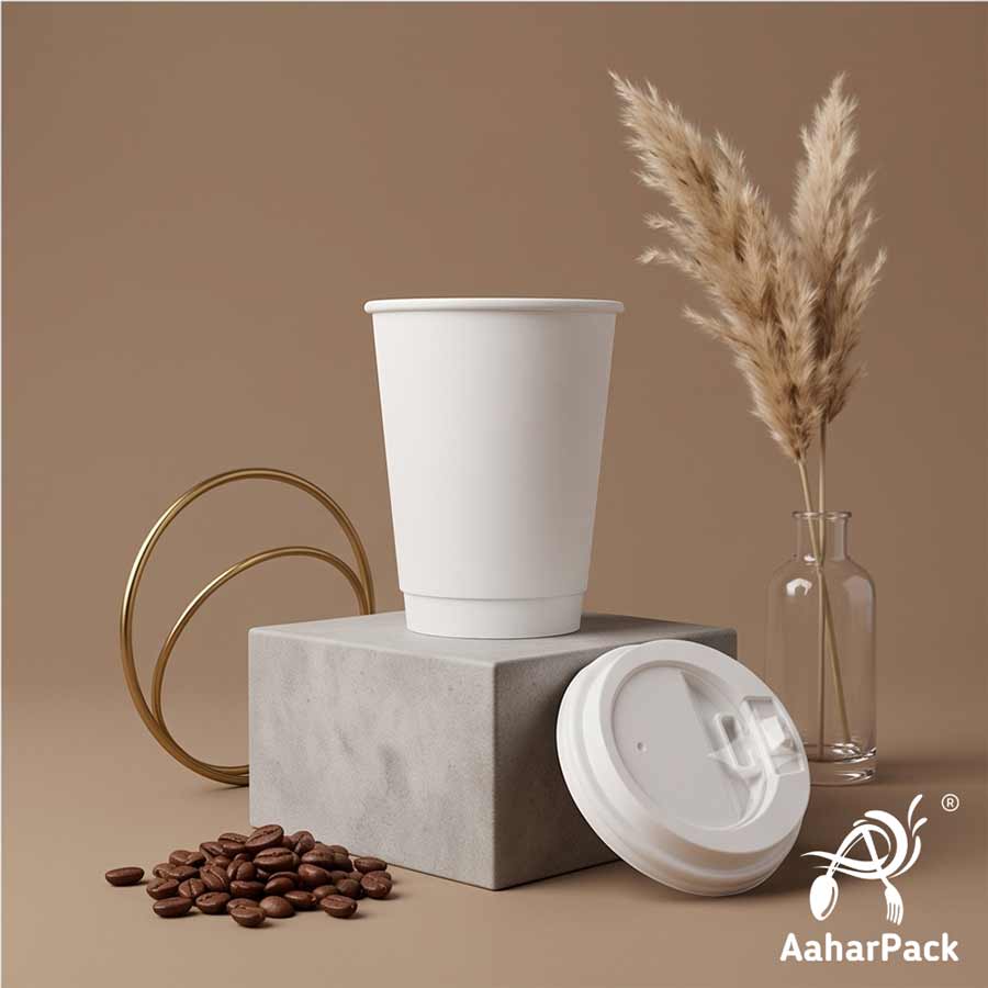 300 ML (10 oz) White Double Wall Paper Cups with Lockable White Sipper Lids (Pack of 200) - Spill-Proof Insulated Takeaway Cups