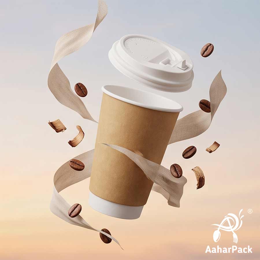300 ML Long Kraft Double Wall Paper Cups with Lockable White Sipper Lids (Pack of 150) - Tall Spill-Proof Insulated Takeaway Cups