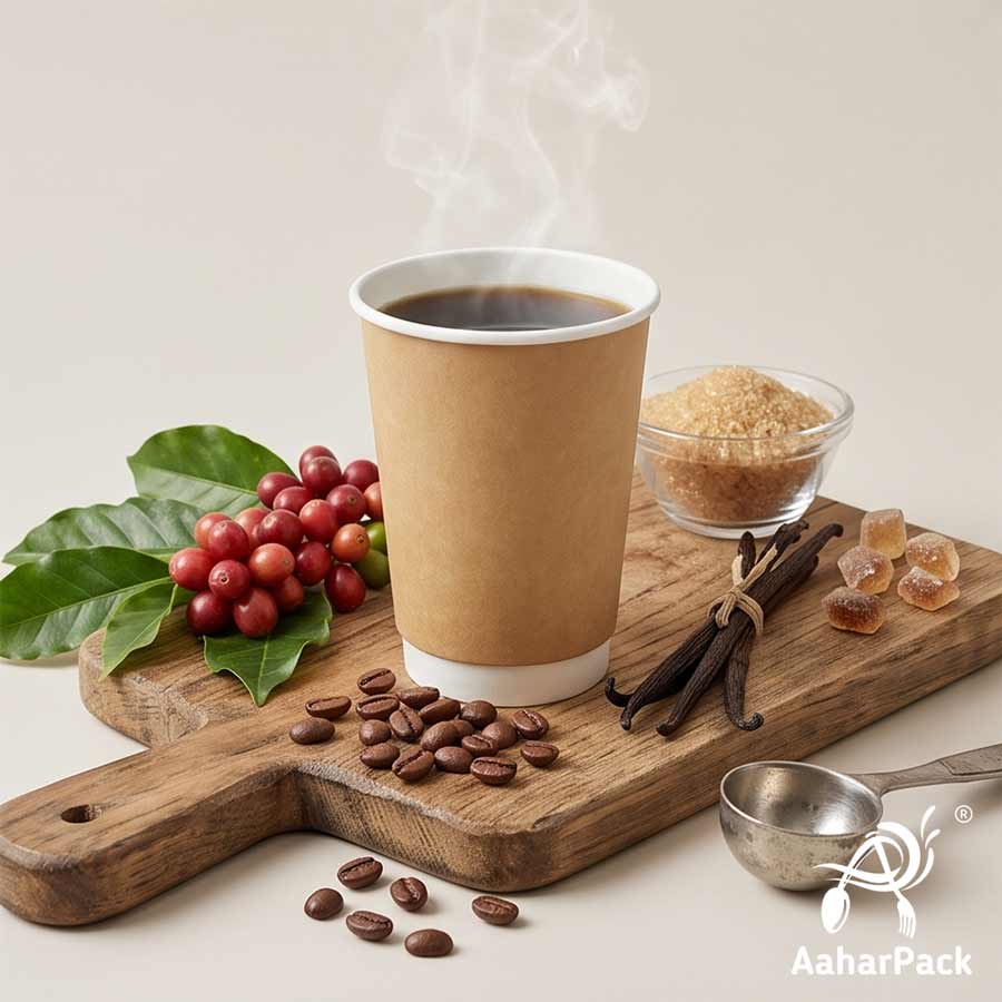 300 ML Long Kraft Double Wall Paper Cups Without Lid (Pack of 500) - Tall Bulk Insulated Coffee Cups