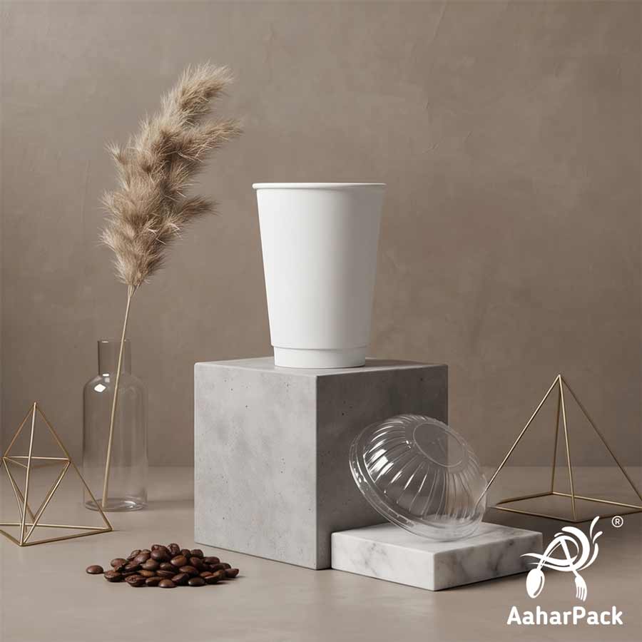 300 ML Long White Double Wall Paper Cups With Dome Lids (Pack of 150) - Insulated Takeaway Coffee Cups