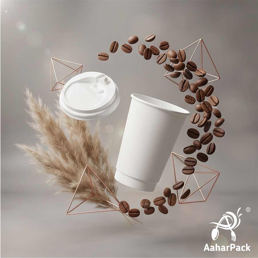 300 ML Long White Double Wall Paper Cups with Lockable White Sipper Lids (Pack of 150) - Tall Spill-Proof Insulated Takeaway Cups