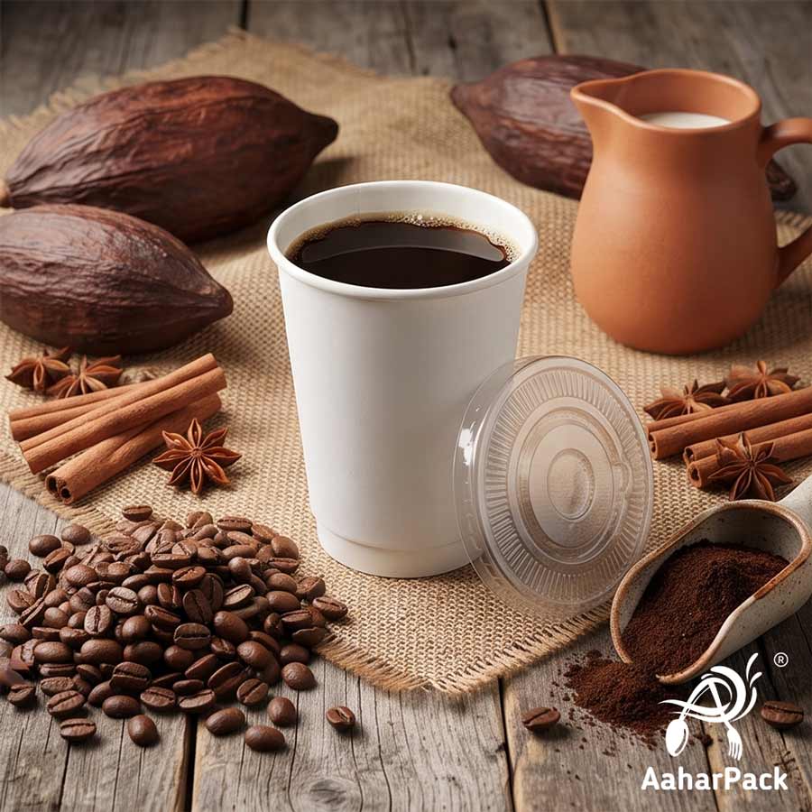 300 ML Long White Double Wall Paper Cups With Flat Plastic Lids (Pack of 300) - Tall Insulated Takeaway Coffee Cups