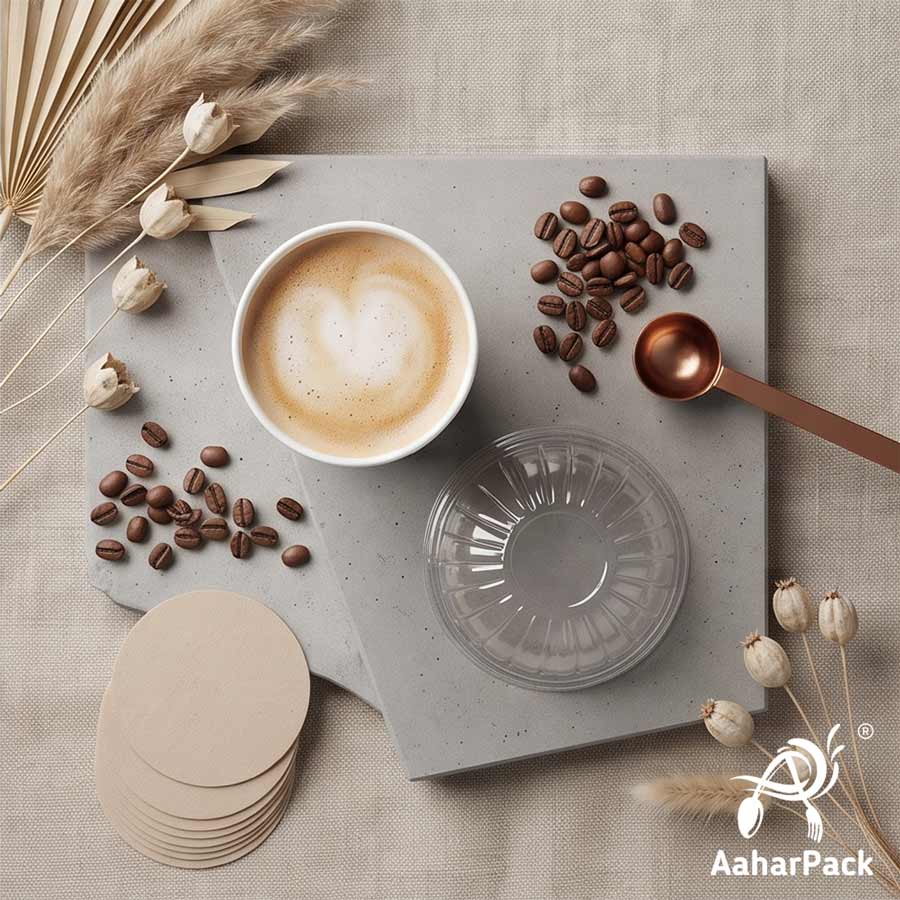 360 ML (12 oz) Kraft Double Wall Paper Cups With Dome Lids (Pack of 100) - Large Premium Insulated Eco-Friendly Coffee Cups