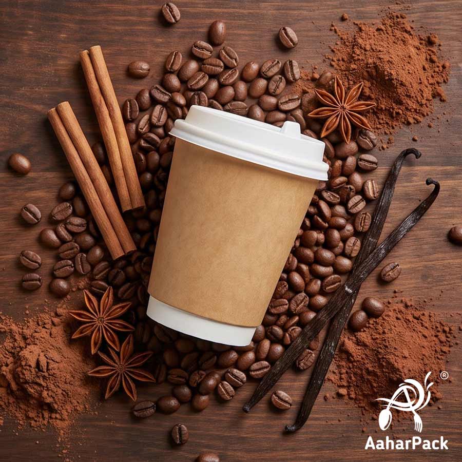 360 ML (12 oz) Kraft Double Wall Paper Cups with Lockable White Sipper Lids (Pack of 200) - Spill-Proof Insulated Takeaway Cups