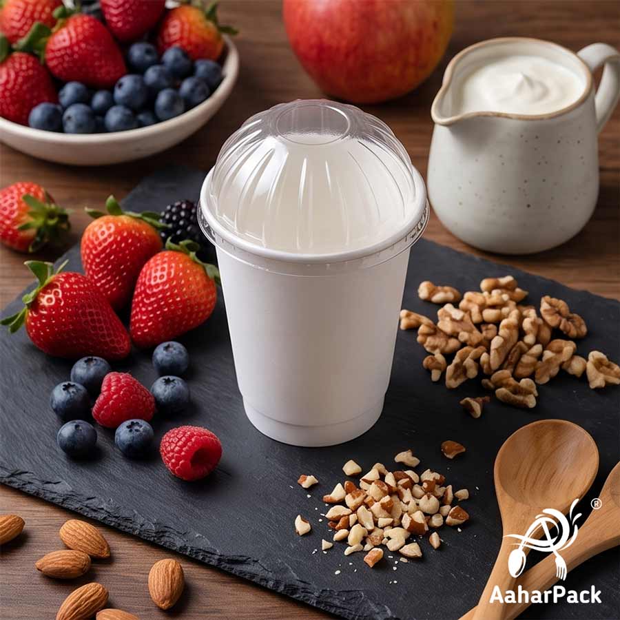 360 ML (12 oz) White Double Wall Paper Cups With Dome Lids (Pack of 100) - Large Premium Insulated Takeaway Coffee Cups