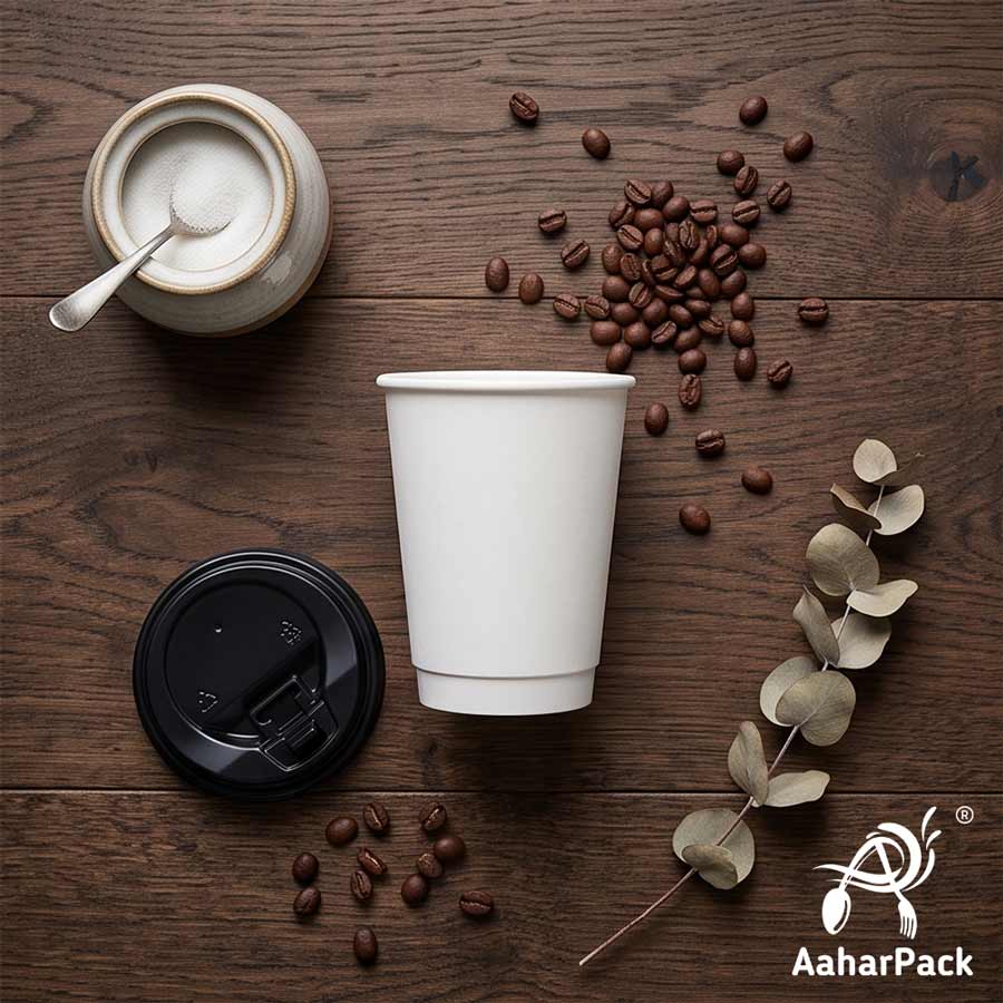 360 ML (12 oz) White Double Wall Paper Cups with Lockable Black Sipper Lids (Pack of 200) - Spill-Proof Insulated Takeaway Cups