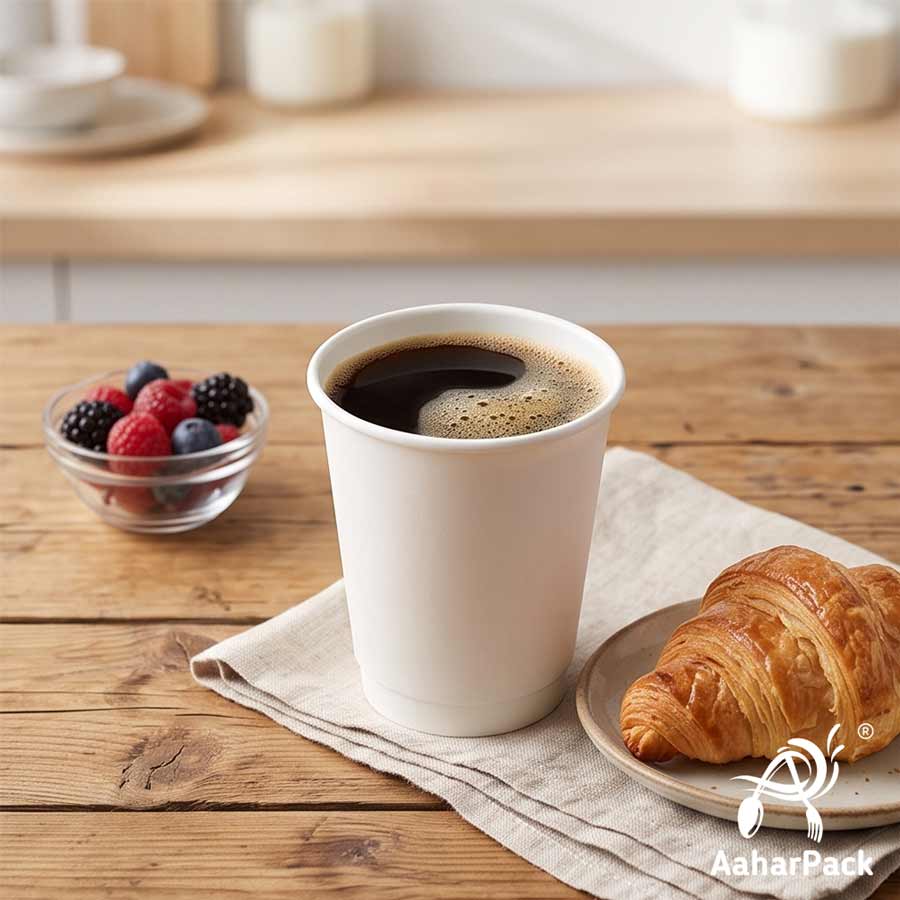 360 ML (12 oz) White Double Wall Paper Cups with Lockable White Sipper Lids (Pack of 200) - Spill-Proof Insulated Takeaway Cups