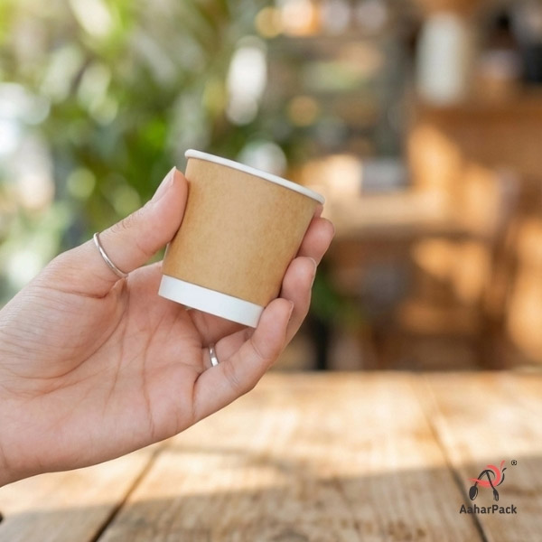 120 ML (4 oz) Kraft Double Wall Paper Cups (Pack of 400 Pcs) - Lidless Espresso & Cutting Chai Cups | Eco-Friendly Insulated Tasting Cups