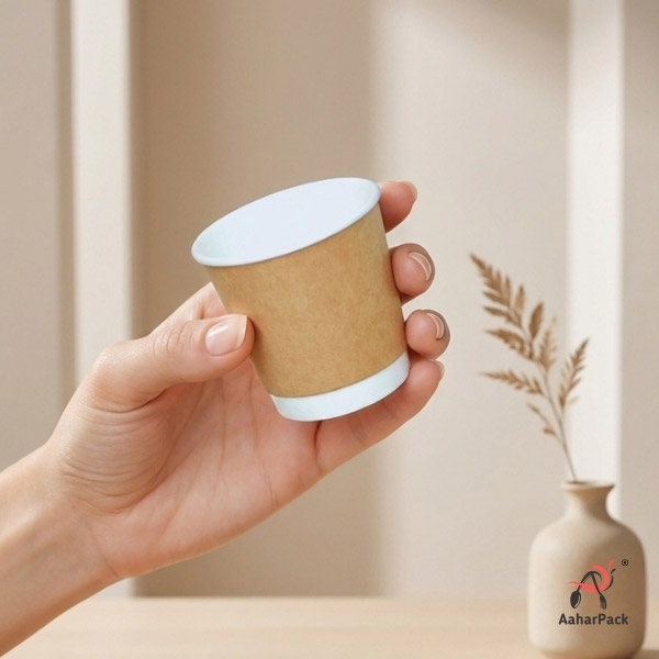 120 ML (4 oz) Kraft Double Wall Paper Cups (Pack of 400 Pcs) - Lidless Espresso & Cutting Chai Cups | Eco-Friendly Insulated Tasting Cups