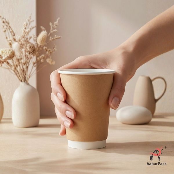 210 ML (7 oz) Kraft Double Wall Paper Cups Without Lid (Pack of 250) - Insulated Coffee & Beverage Cups