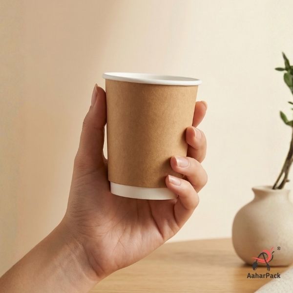 210 ML (7 oz) Kraft Double Wall Paper Cups Without Lid (Pack of 250) - Insulated Coffee & Beverage Cups