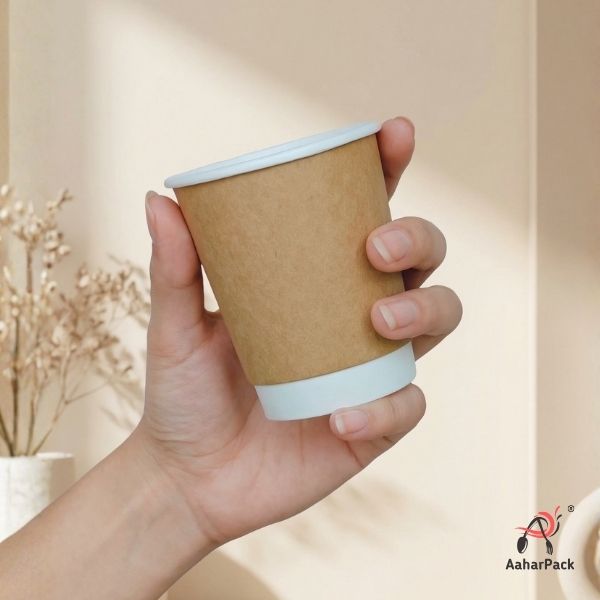 210 ML (7 oz) Kraft Double Wall Paper Cups Without Lid (Pack of 250) - Insulated Coffee & Beverage Cups