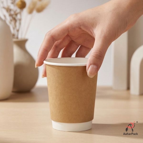 250 ML (8 oz) Kraft Double Wall Paper Cups Without Lid (Pack of 225) - Insulated Coffee & Beverage Cups