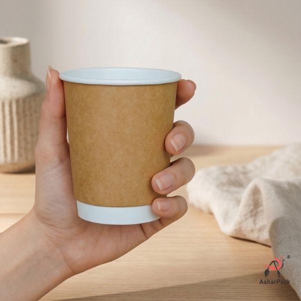 250 ML (8 oz) Kraft Double Wall Paper Cups Without Lid (Pack of 225) - Insulated Coffee & Beverage Cups