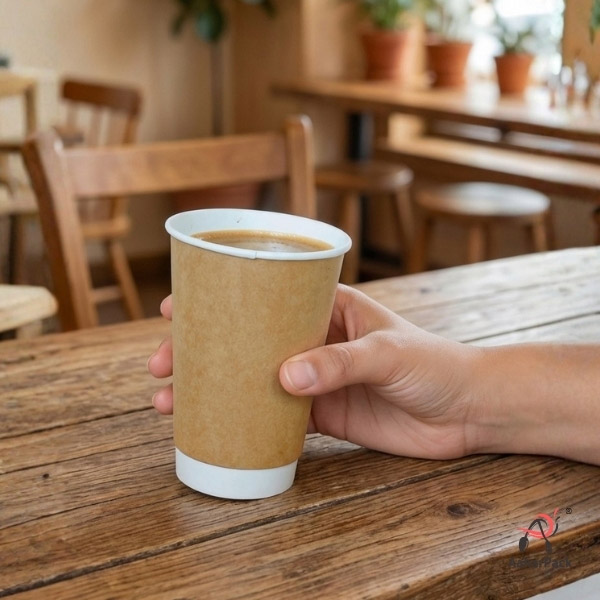 300 ML Long Kraft Double Wall Paper Cups Without Lid (Pack of 225) - Tall Insulated Coffee & Beverage Cups