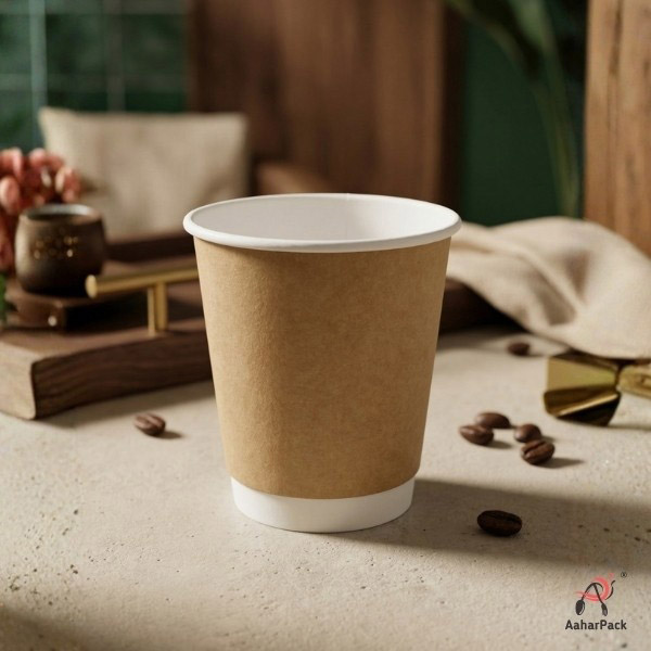 300 ML (10 oz) Kraft Double Wall Paper Cups Without Lid (Pack of 250) - Insulated Coffee & Beverage Cups