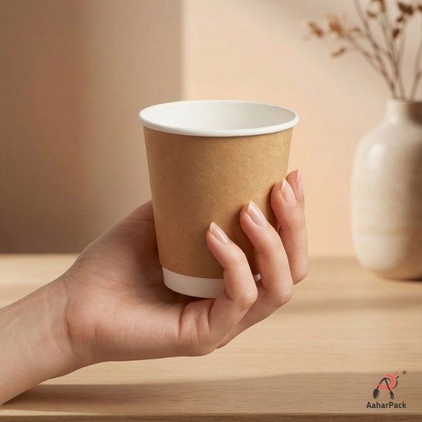 300 ML (10 oz) Kraft Double Wall Paper Cups Without Lid (Pack of 250) - Insulated Coffee & Beverage Cups