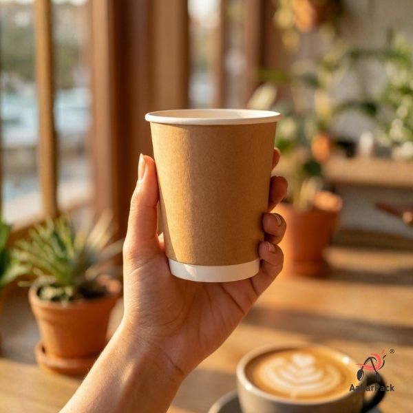 360 ML (12 oz) Kraft Double Wall Paper Cups Without Lid (Pack of 275) - Insulated Coffee & Beverage Cups
