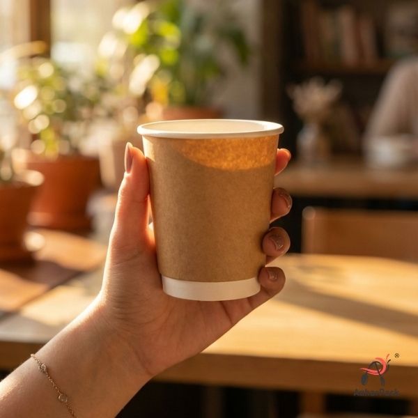 360 ML (12 oz) Kraft Double Wall Paper Cups Without Lid (Pack of 275) - Insulated Coffee & Beverage Cups