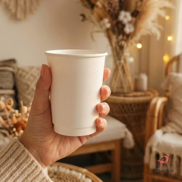 360 ML (12 oz) White Double Wall Paper Cups Without Lid (Pack of 275) - Insulated Coffee & Beverage Cups