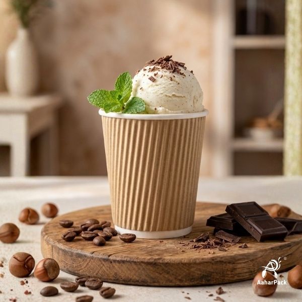 120 ML (4 oz) Kraft Ripple Wall Paper Cups Without Lid (Pack of 400) - Insulated Espresso & Tasting Cups