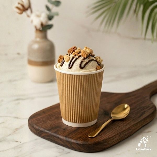 180 ML (6 oz) Kraft Ripple Wall Paper Cups Without Lid (Pack of 275) - Insulated Coffee & Beverage Cups